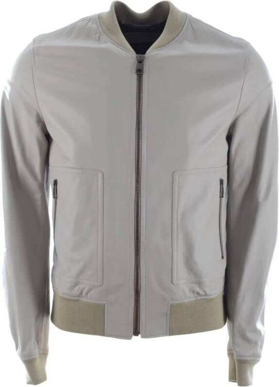 Dolce & Gabbana Heren Leren Jas Stijlvol Model Grijs Heren