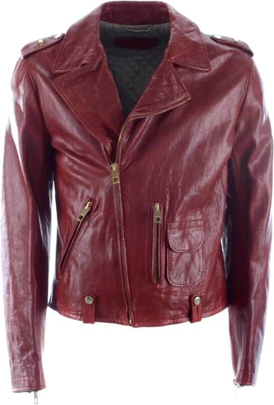 Dolce & Gabbana Heren Leren Jas Stijlvol Model Rood Heren