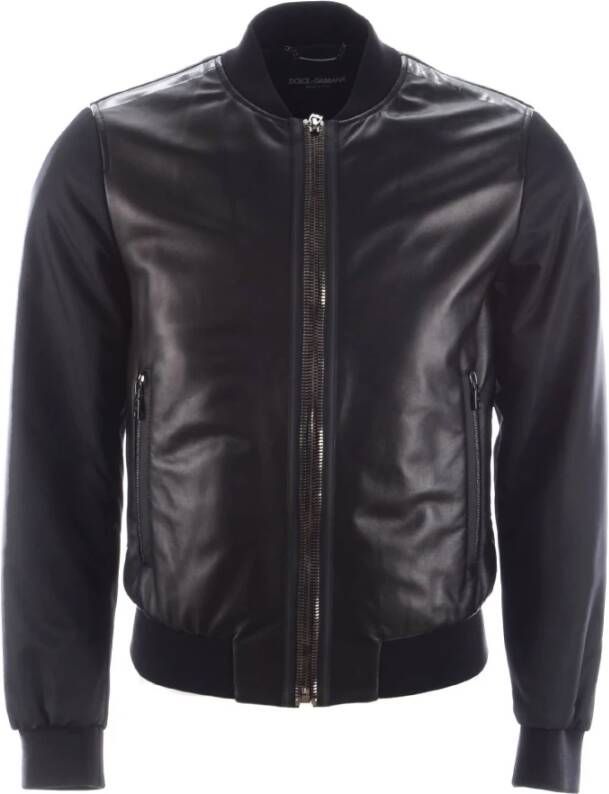 Dolce & Gabbana Heren Leren Jas Stijlvol Model Zwart Heren