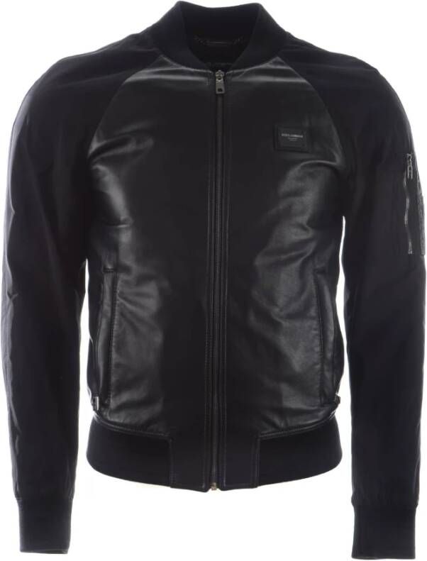 Dolce & Gabbana Heren Leren Jas Stijlvol Model Zwart Heren