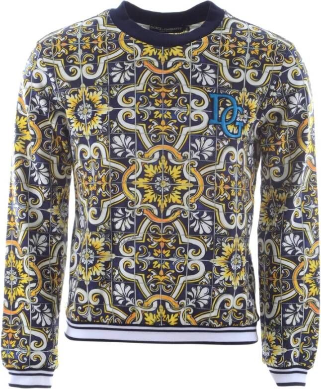 Dolce & Gabbana Heren Majolica Sweatshirt Geel Heren
