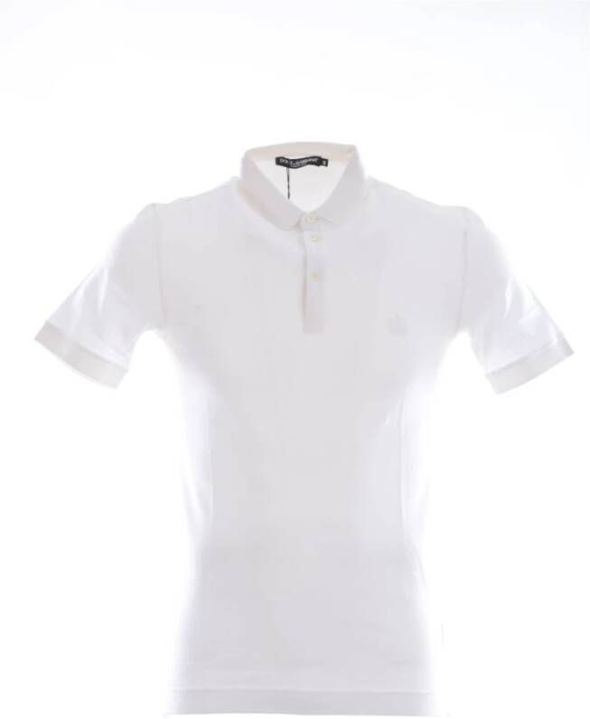 Dolce & Gabbana Heren Polo Shirt met Geborduurde Kroon White Heren