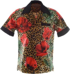 Dolce & Gabbana Heren Poppies Korte Mouw Overhemd Rood Heren
