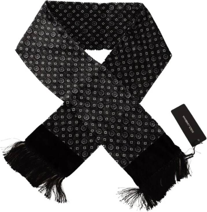 Dolce & Gabbana Heren Sjaal met Geometrisch Patroon Zwart Heren
