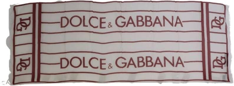 Dolce & Gabbana Sjaal met Logo Details Authentiek Gemaakt in Italië White