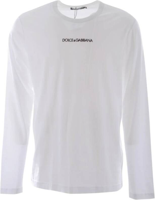 Dolce & Gabbana Witte Katoenen Logo Pullover Trui White Heren