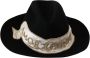 Dolce & Gabbana Zwarte Lapin Amor Gignit Brede Rand Panama Hoed Black Dames - Thumbnail 1