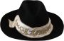 Dolce & Gabbana Zwarte Lapin Amor Gignit Brede Rand Panama Hoed Black - Thumbnail 1