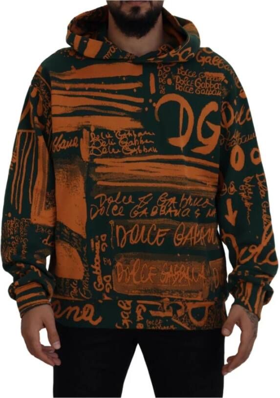Dolce & Gabbana Hooded Pullover Sweater with Logo Details Meerkleurig Heren