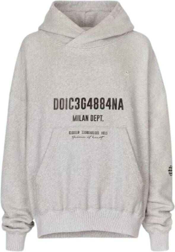 Dolce & Gabbana Grijze Katoenen Hoodie met Contrasterende Print Gray Heren