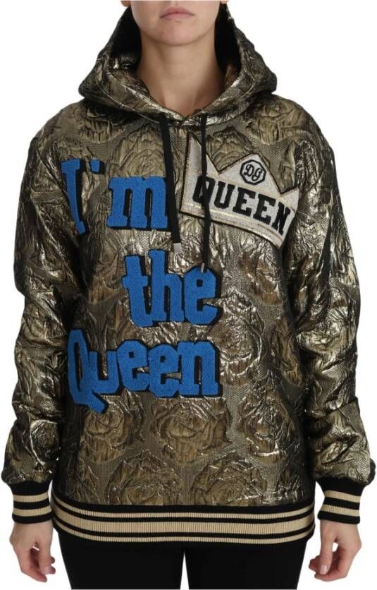 Dolce & Gabbana Ik ben de koningin Jaquard Golden Sweatshirt hoodie Bruin Dames