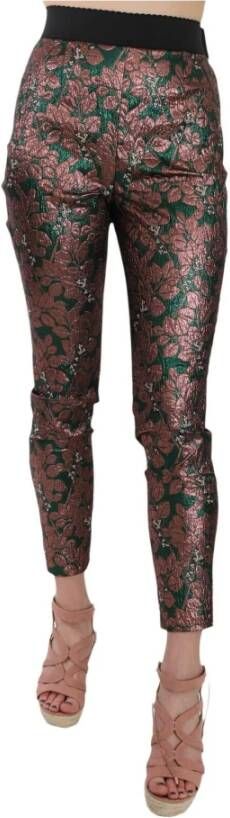 Dolce & Gabbana Iridescent Brocade Jacquard Trousers Crop Pants Paars Dames