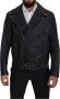 Dolce & Gabbana Black Leather Biker Coat Zipper Jacket Zwart Heren - Thumbnail 1