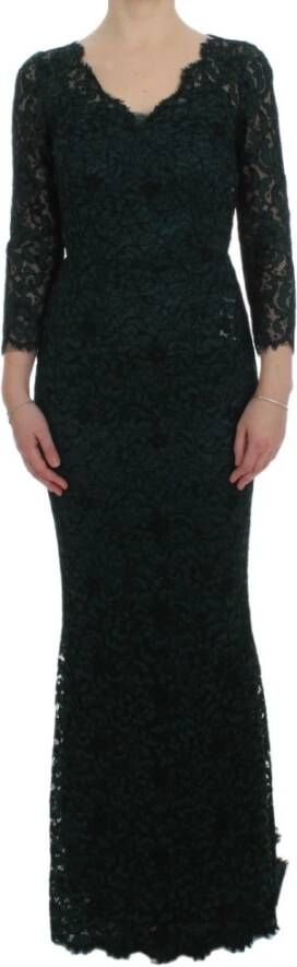 Dolce & Gabbana Green Lace Sheath Long Gown Ball Dress Groen Dames