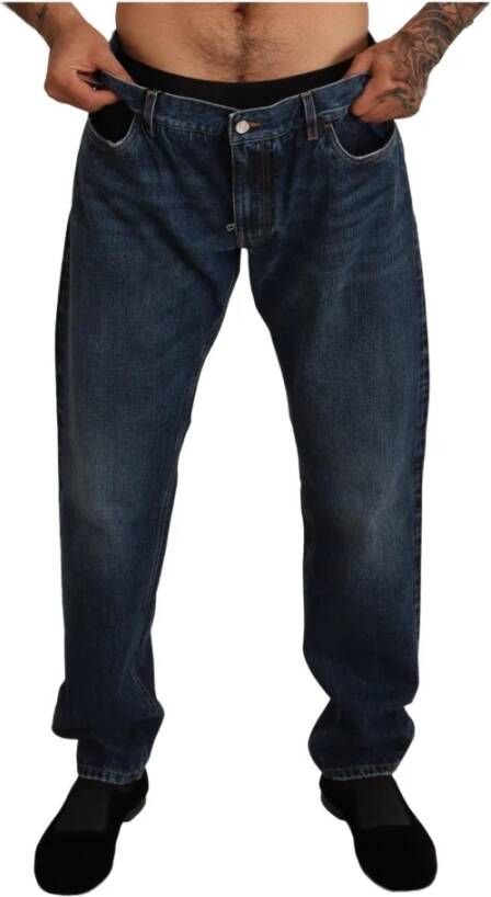 Dolce & Gabbana Dark Blue Cotton Denim Trouser Jeans Pant Blauw Heren