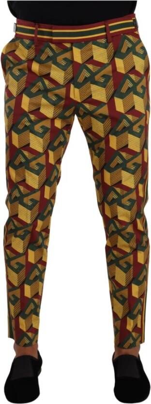 Dolce & Gabbana Multicolor Logo Mania Cotton Tapered Trouser Pants Meerkleurig Heren