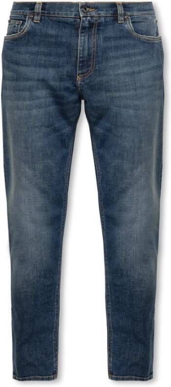 Dolce & Gabbana Versleten Blauwe Katoenen Loszittende Jeans Blue Heren