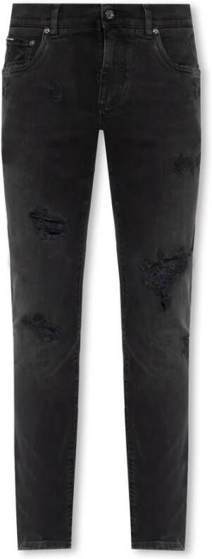 Dolce & Gabbana Gescheurde Skinny Jeans met Distressed Details Black Heren