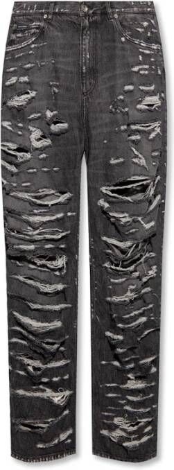 Dolce & Gabbana Donkergrijze Tattered Denim Jeans Gray Heren