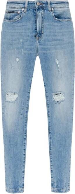 Dolce & Gabbana Audrey Denim Stretch Jeans met Scheuren Blue Dames