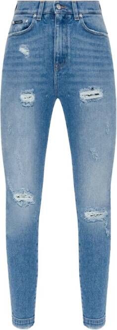 Dolce & Gabbana Hoge Taille Blauwe Denim Jeans Blue Dames