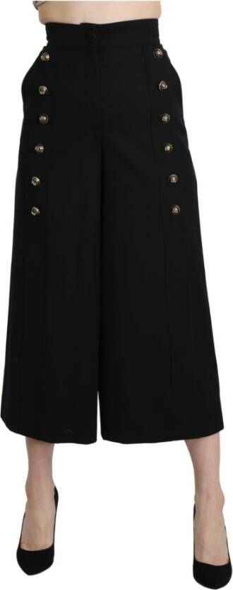 Dolce & Gabbana DG Black Wide Wool been bijgesneden broekbroek Zwart Dames