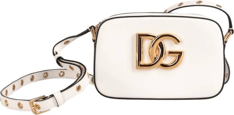 Dolce & Gabbana Leren Schoudertas Regular Fit Geschikt voor alle klimaten 100% leer Wit Dames