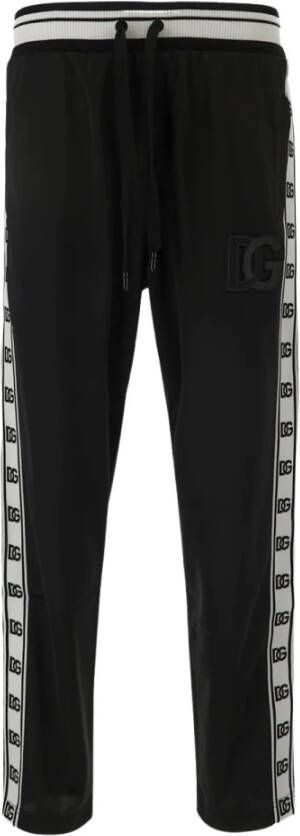 Dolce & Gabbana Jogging Pants with DG Logo and Bands Zwart Heren