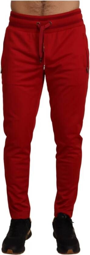 Dolce & Gabbana Rode Logo Plaque Sweatpants Red Heren
