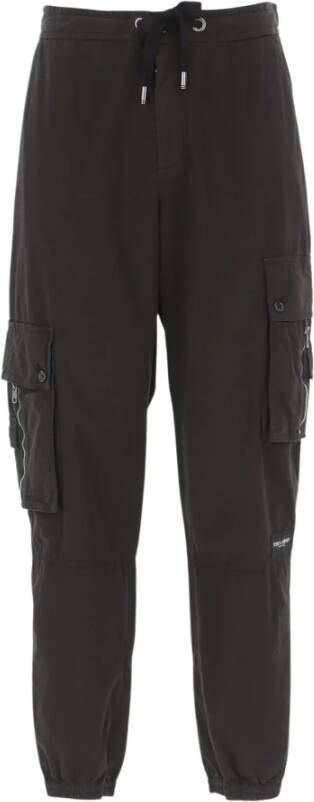 Dolce & Gabbana Katoenen broek met trekkoord in de taille Black Heren