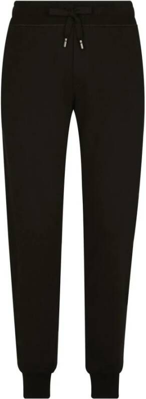 Dolce & Gabbana Slim-Cut Zwarte Leren Sweatpants Black Heren