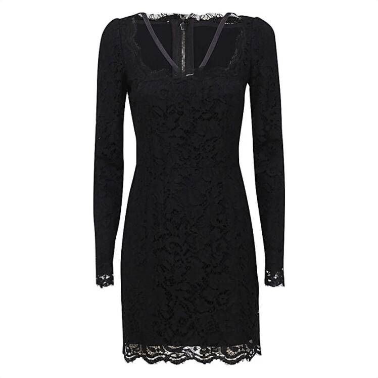 Dolce & Gabbana Elegante Zwarte en Grijze Jurk Black Dames
