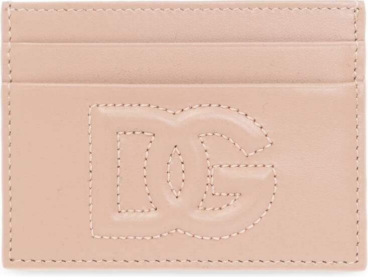 Dolce & Gabbana Stijlvolle Tonal-Logo Leren Kaarthouder Pink Dames
