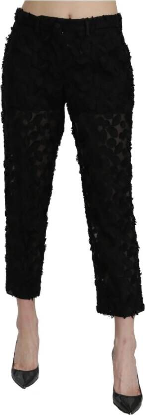 Dolce & Gabbana Kant recht bijgesneden hoge taille broek Zwart Dames