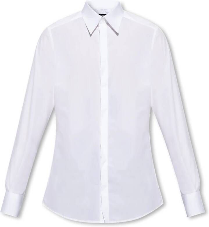 Dolce & Gabbana Witte Katoenen Elastan Overhemden White Heren
