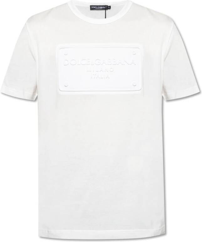 Dolce & Gabbana T-shirt met korte mouwen en reliëflogo White Heren