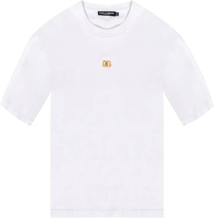 Dolce & Gabbana Metal DG Logo Katoenen T-shirt White Heren
