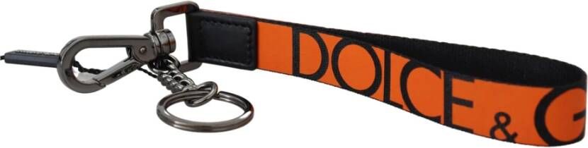 Dolce & Gabbana Oranje Nylon Logo Print Sleutelhanger Orange Dames