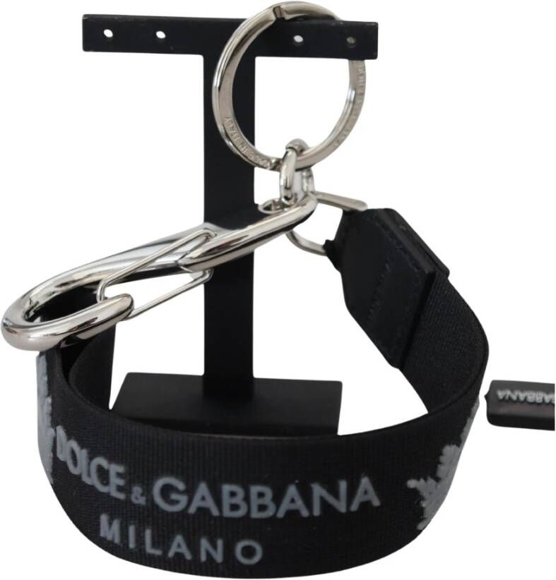 Dolce & Gabbana Zwart Zilver Logo Sleutelhanger Tas Bedel Black Dames
