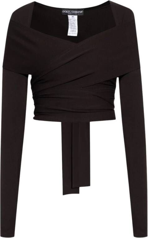 Dolce & Gabbana Kim Stretchy Lace-Up Top Black Dames