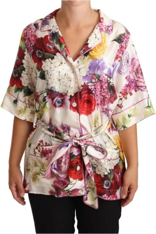 Dolce & Gabbana Pre-owned Multicolor Hydrangeas Print Pajama Shirt Blouse Wit Dames