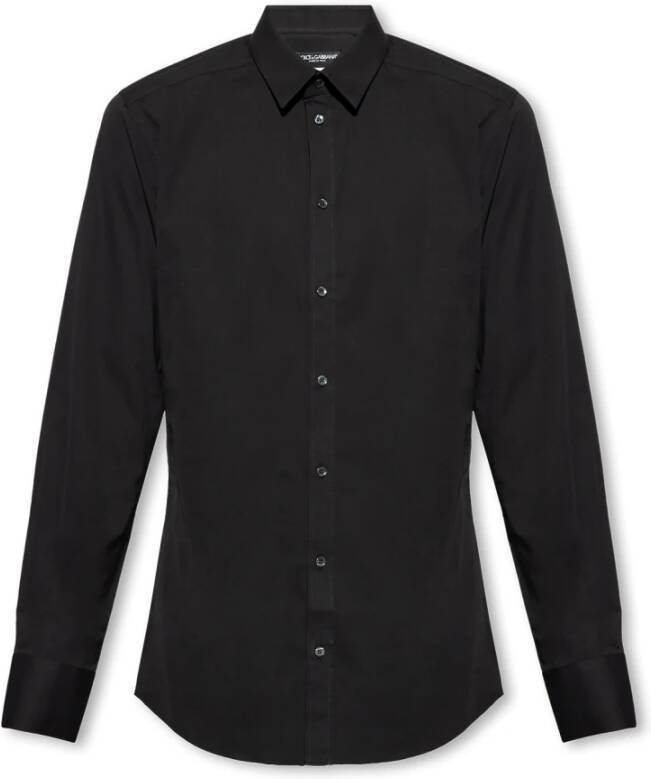 Dolce & Gabbana Zwarte Katoenmix Overhemd met Lange Mouwen Black Heren