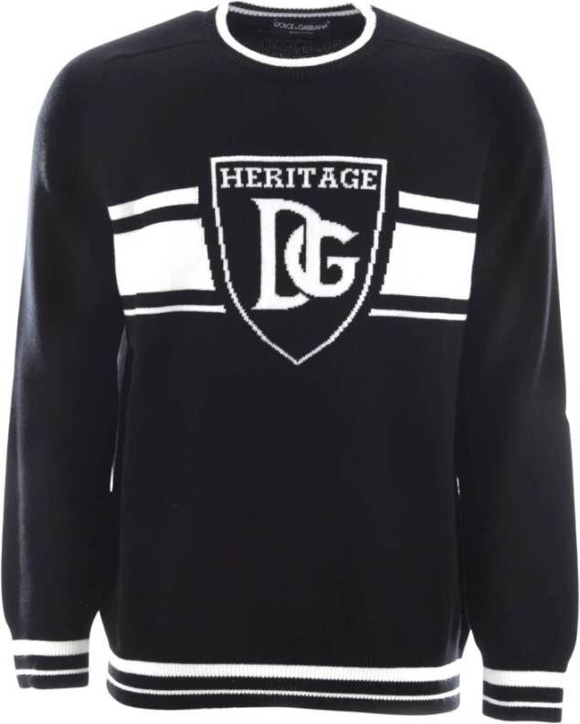 Dolce & Gabbana Heritage Crew Neck Pullover voor heren Black Heren