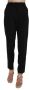 Dolce & Gabbana Black Button Pleated Tapered Trouser Pants Zwart Dames - Thumbnail 3