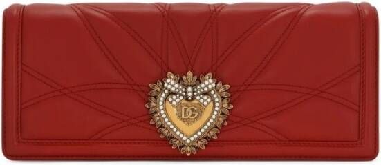 Dolce & Gabbana Rode Logo-Plaque Leren Clutch Tas Red Dames