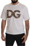 Dolce & Gabbana Wit DG Leopard Logo Crewneck T-shirt White Heren - Thumbnail 1