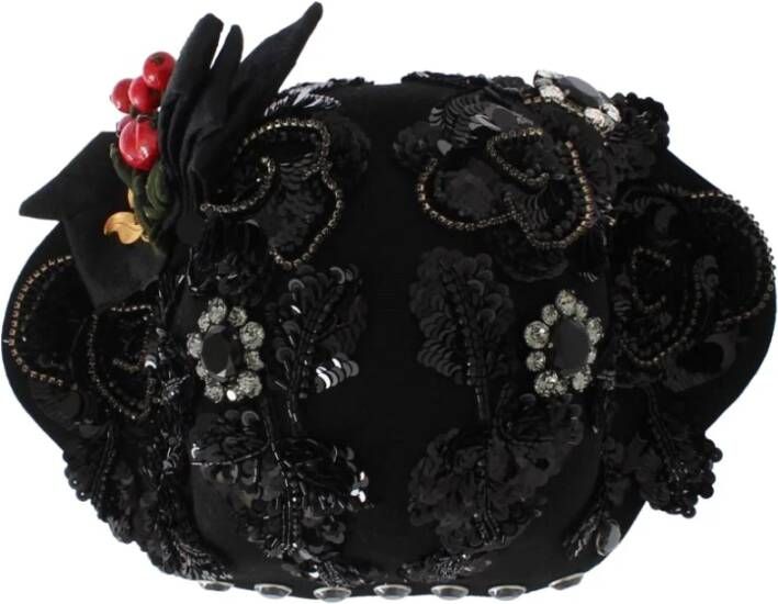 Dolce & Gabbana Kristallen Kersen Broche Hoed Black Dames