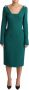 Dolce & Gabbana Kristallen Midi Jurk in Groene Stretch Crepe Green Dames - Thumbnail 3