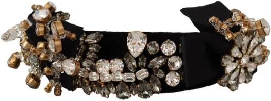 Dolce & Gabbana Transparant kristalversierd zijden Fiocco Diadem hoofdband Zwart Dames