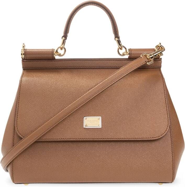 Dolce & Gabbana Modieuze Bruine Handtas met Hak en Zool Brown Dames
